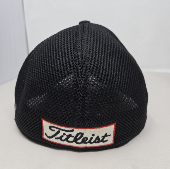 Titleist FJ Pro V1 Black Golfing Casual Hat Sz Med To Large White Lettering Mesh - Picture 3 of 9